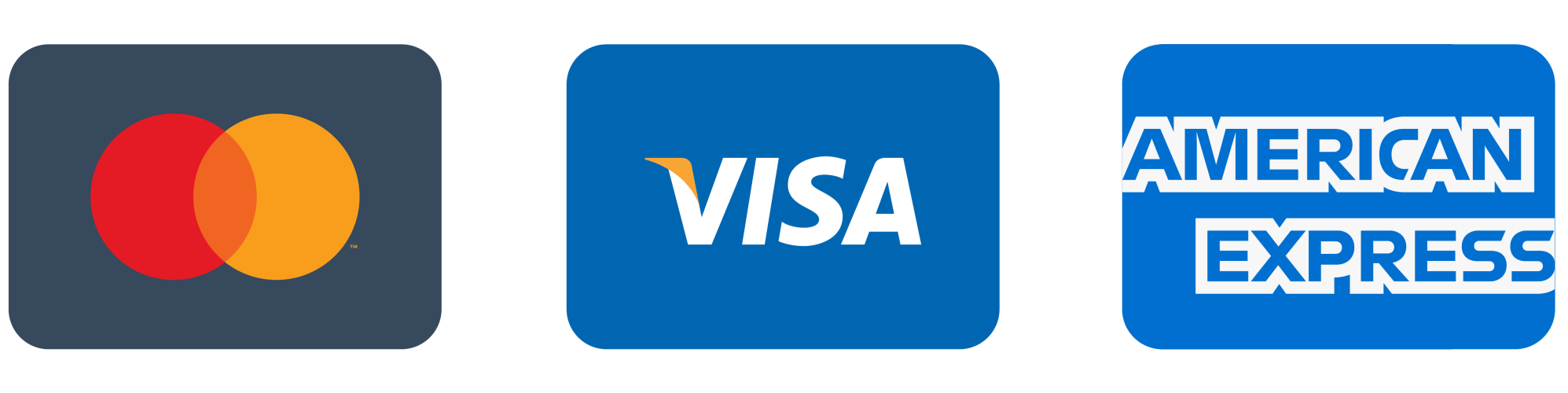 Visa, Mastercard, Amex